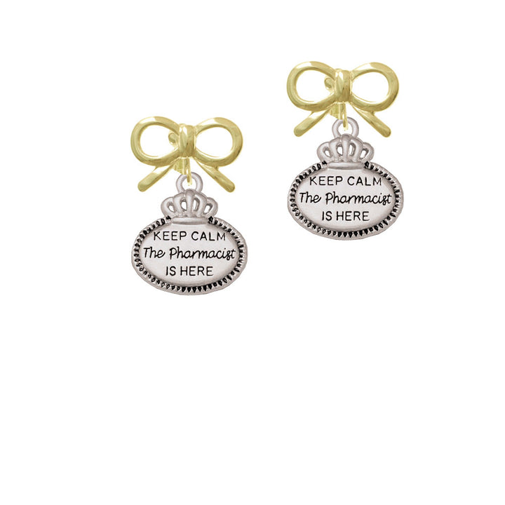 Keep Calm The Pharmacist is Here Crystal Clip On Earrings Image 10