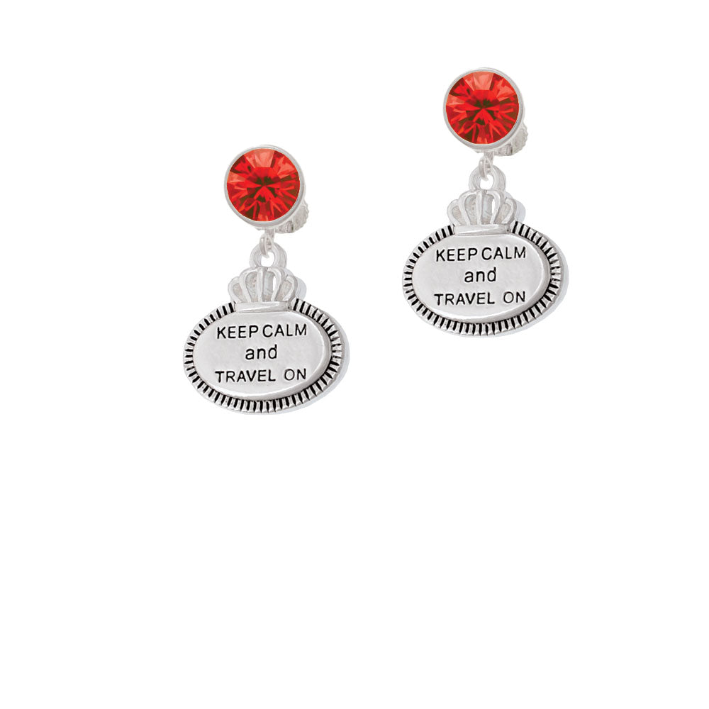 Keep Calm and Travel On Crystal Clip On Earrings Image 4