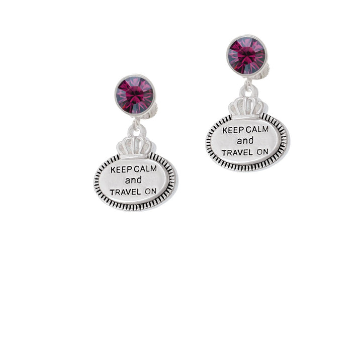 Keep Calm and Travel On Crystal Clip On Earrings Image 8