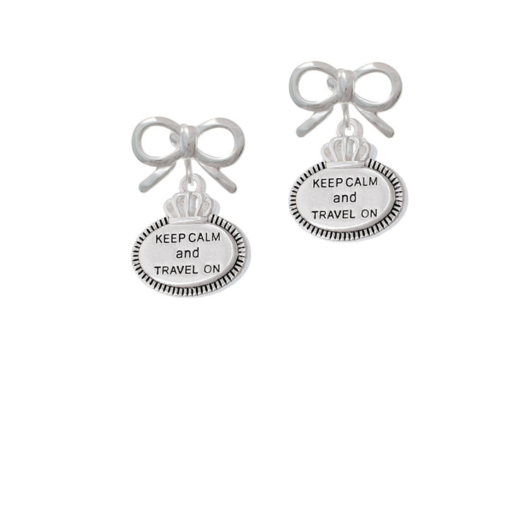 Keep Calm and Travel On Crystal Clip On Earrings Image 9