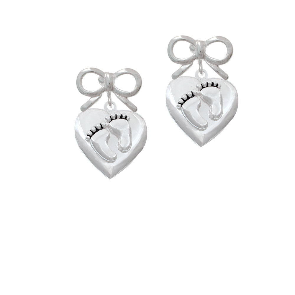 Baby Feet Heart Locket Crystal Clip On Earrings Image 9