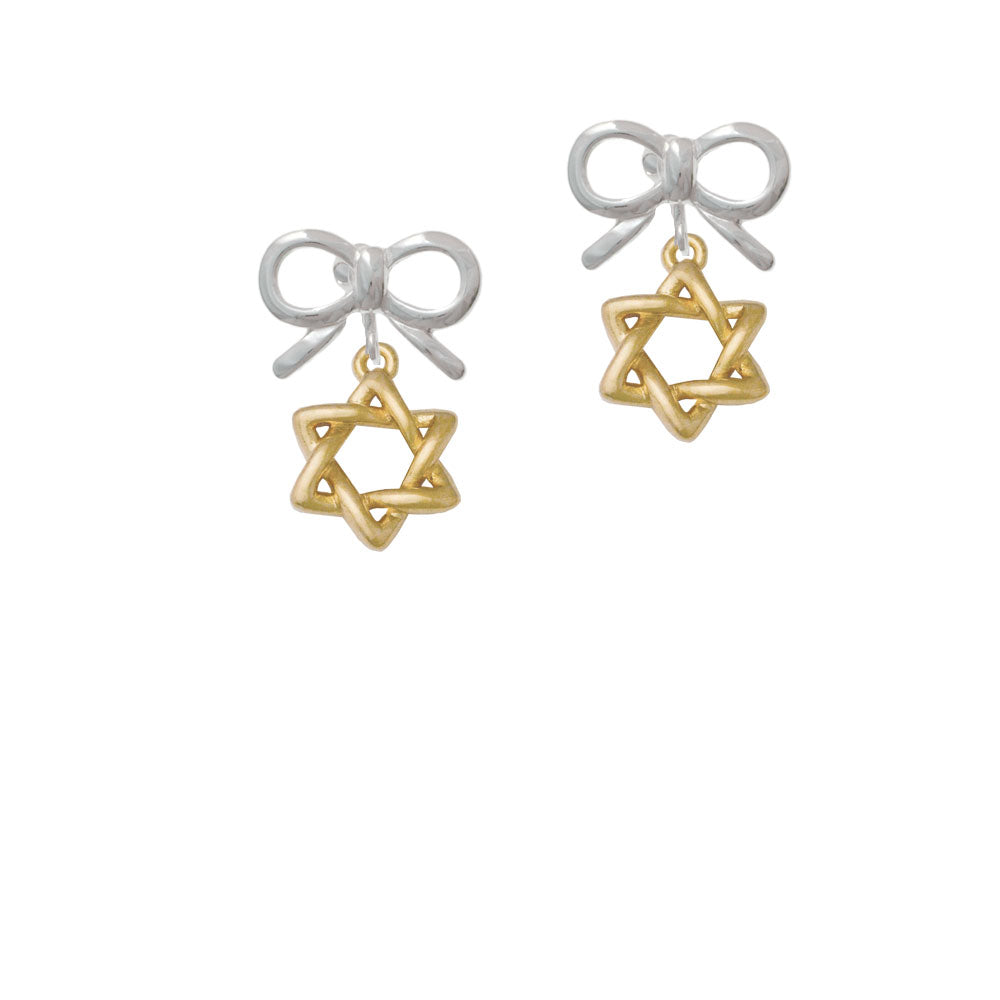 Gold Tone Woven Star of David Crystal Clip On Earrings Image 9