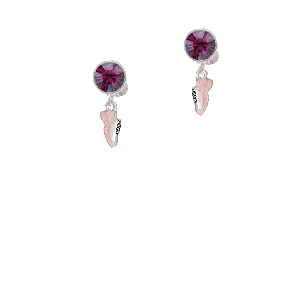 Mini Pink Running Shoe Crystal Clip On Earrings Image 8