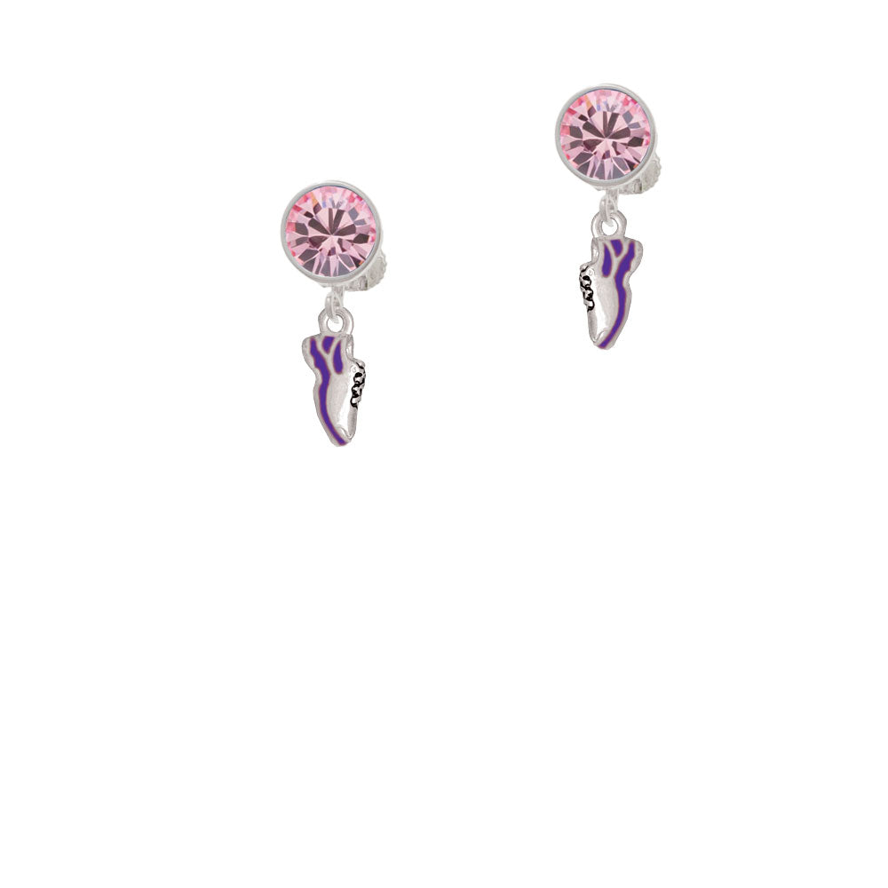 Mini Purple Running Shoe Crystal Clip On Earrings Image 4