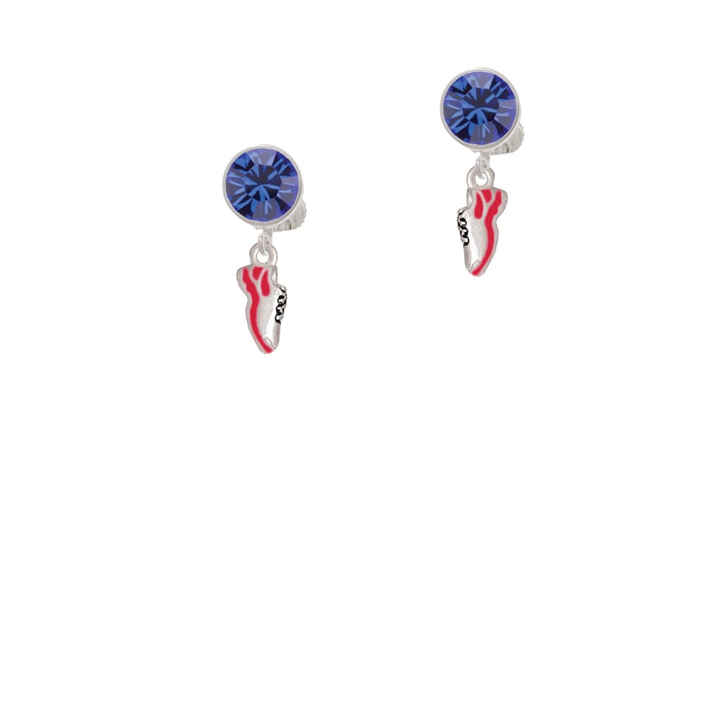 Mini Red Running Shoe Crystal Clip On Earrings Image 7