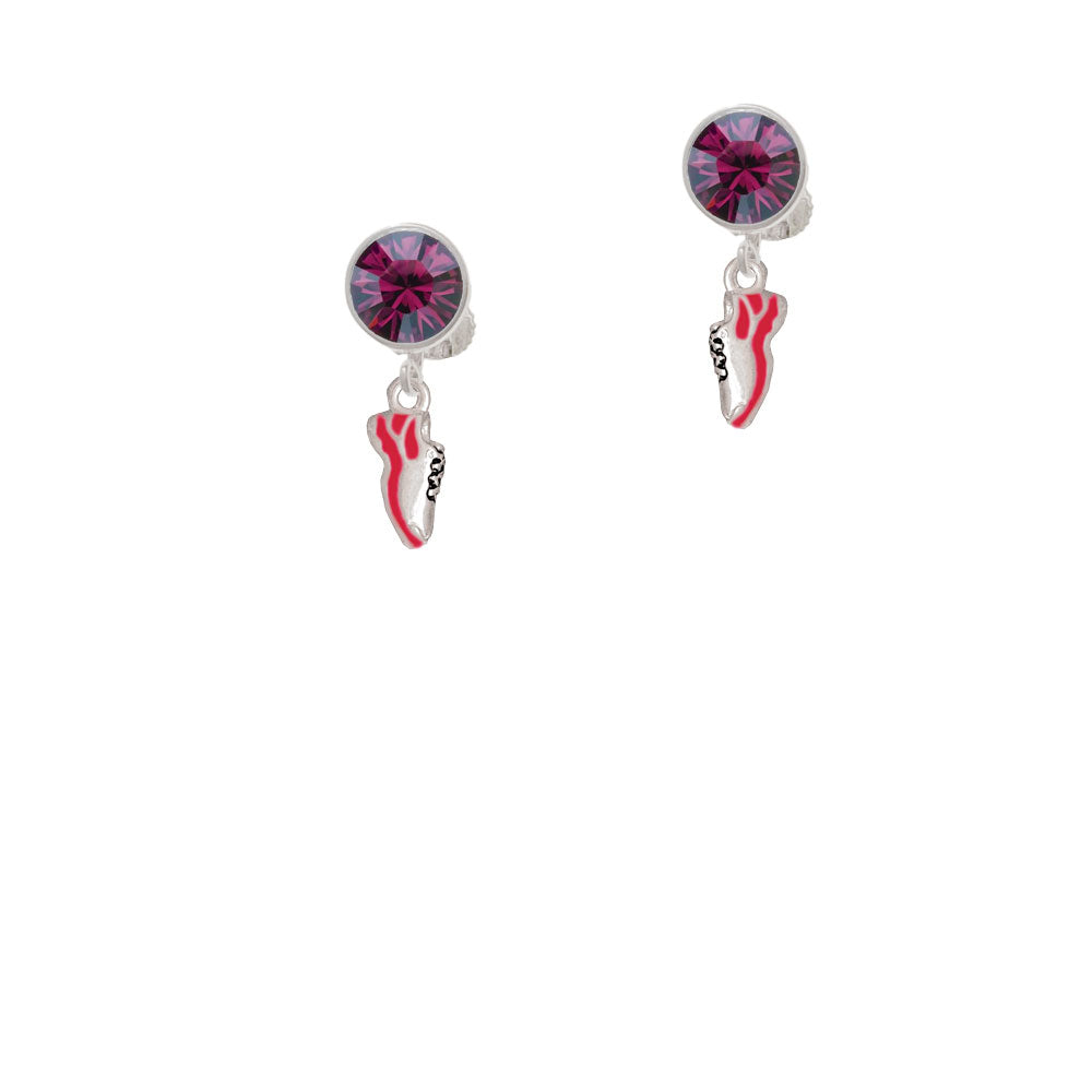 Mini Red Running Shoe Crystal Clip On Earrings Image 8