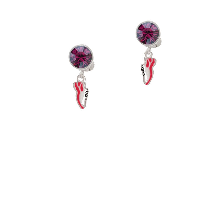 Mini Red Running Shoe Crystal Clip On Earrings Image 1