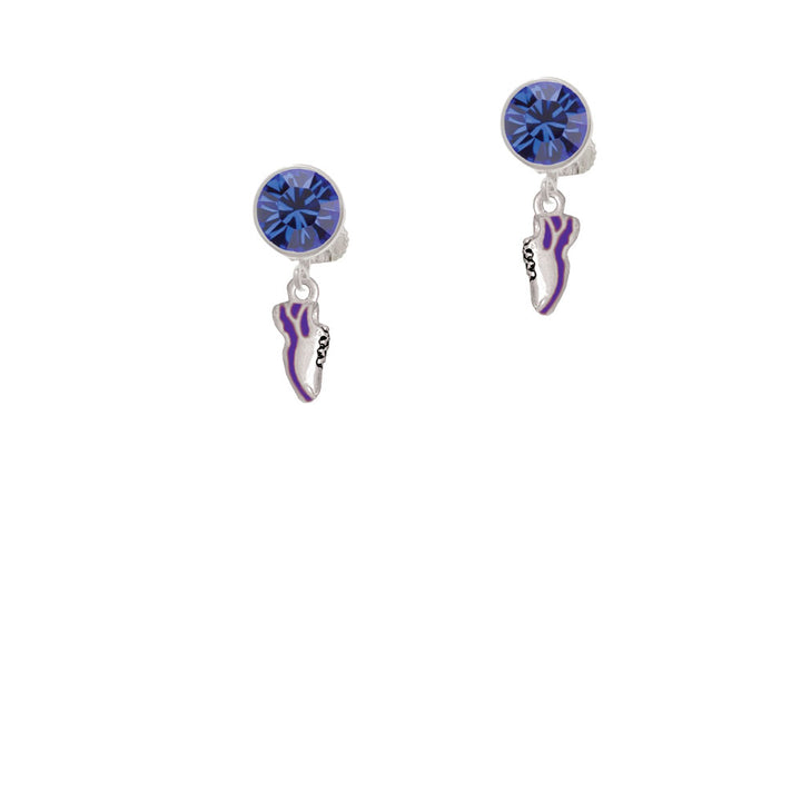 Mini Purple Running Shoe Crystal Clip On Earrings Image 7