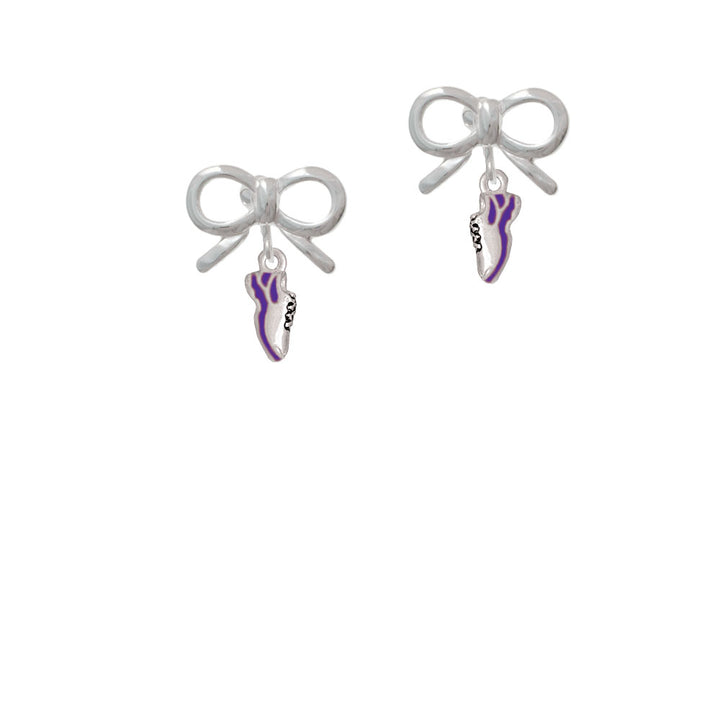 Mini Purple Running Shoe Crystal Clip On Earrings Image 9