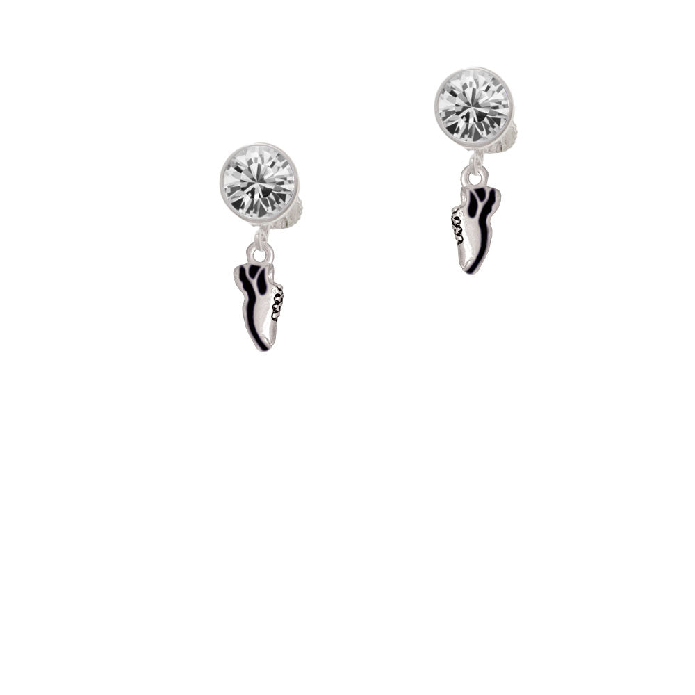 Mini Black Running Shoe Crystal Clip On Earrings Image 2