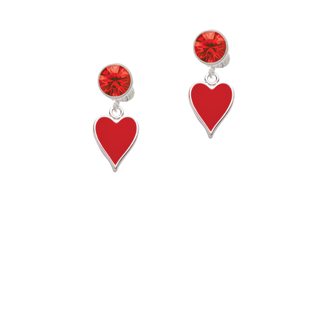 Card Suit - Red Heart Crystal Clip On Earrings Image 4