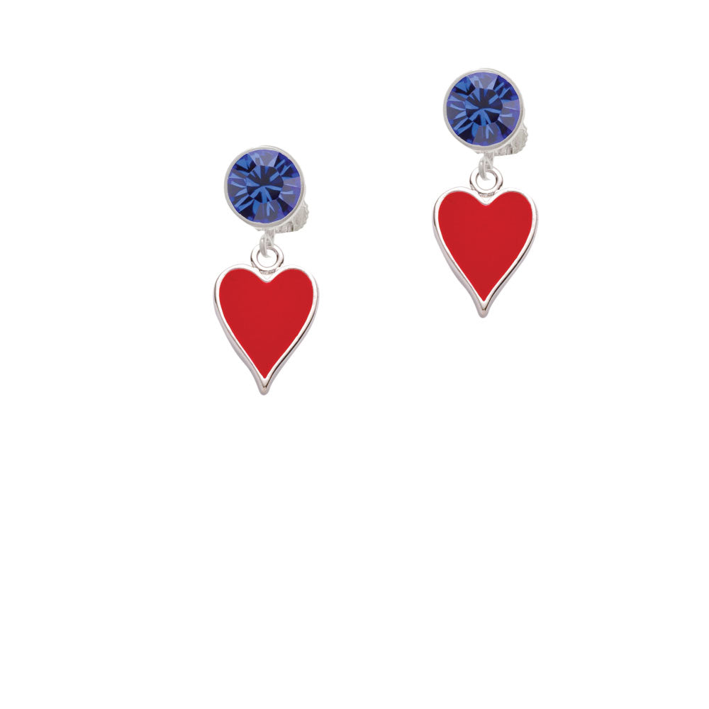 Card Suit - Red Heart Crystal Clip On Earrings Image 7