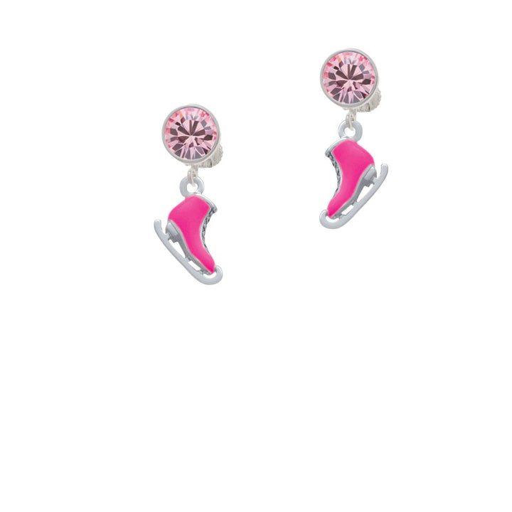 3-D Hot Pink Ice Skate Crystal Clip On Earrings Image 4