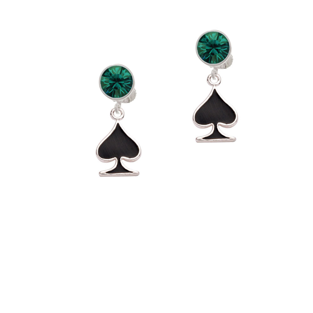 Card Suit - Black Spade Crystal Clip On Earrings Image 6