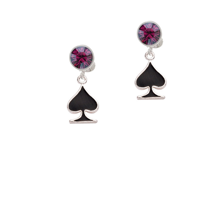 Card Suit - Black Spade Crystal Clip On Earrings Image 8