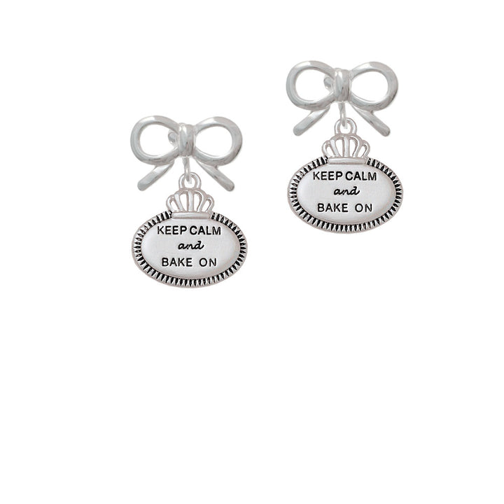 Keep Calm and Bake On Crystal Clip On Earrings Image 9