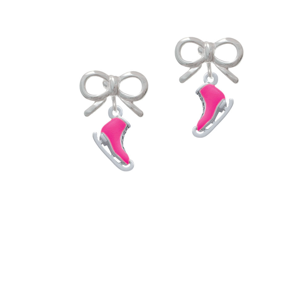 3-D Hot Pink Ice Skate Crystal Clip On Earrings Image 9