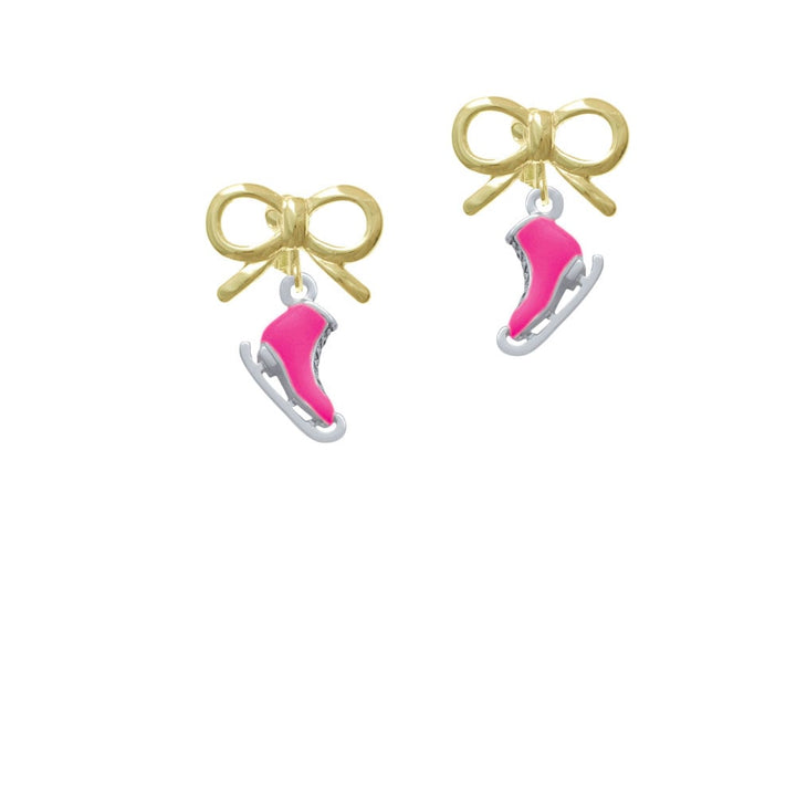 3-D Hot Pink Ice Skate Crystal Clip On Earrings Image 10