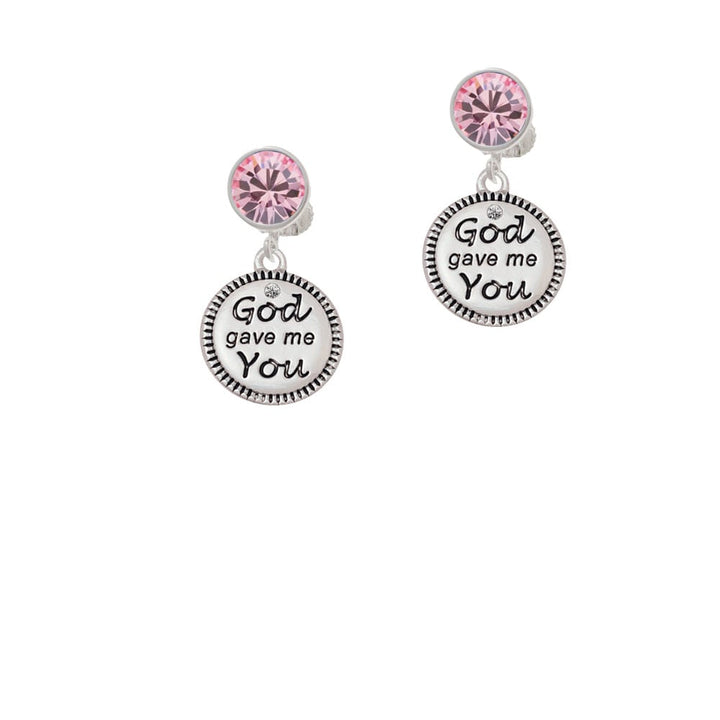 God Gave Me You Crystal Clip On Earrings Image 1