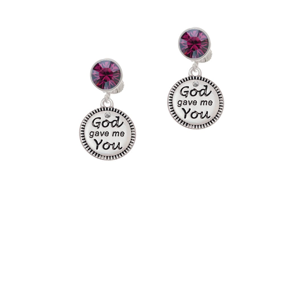 God Gave Me You Crystal Clip On Earrings Image 1