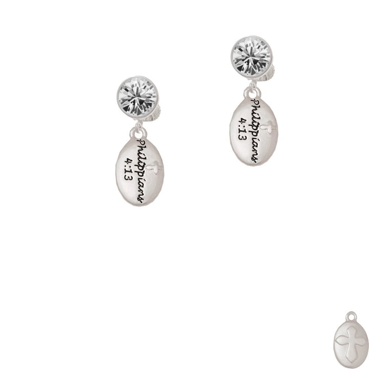 Bible Verse Philippians 4:13 Crystal Clip On Earrings Image 1