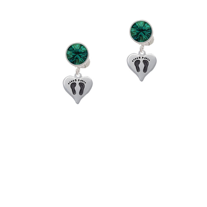 Small Heart with Baby Feet Crystal Clip On Earrings Image 6