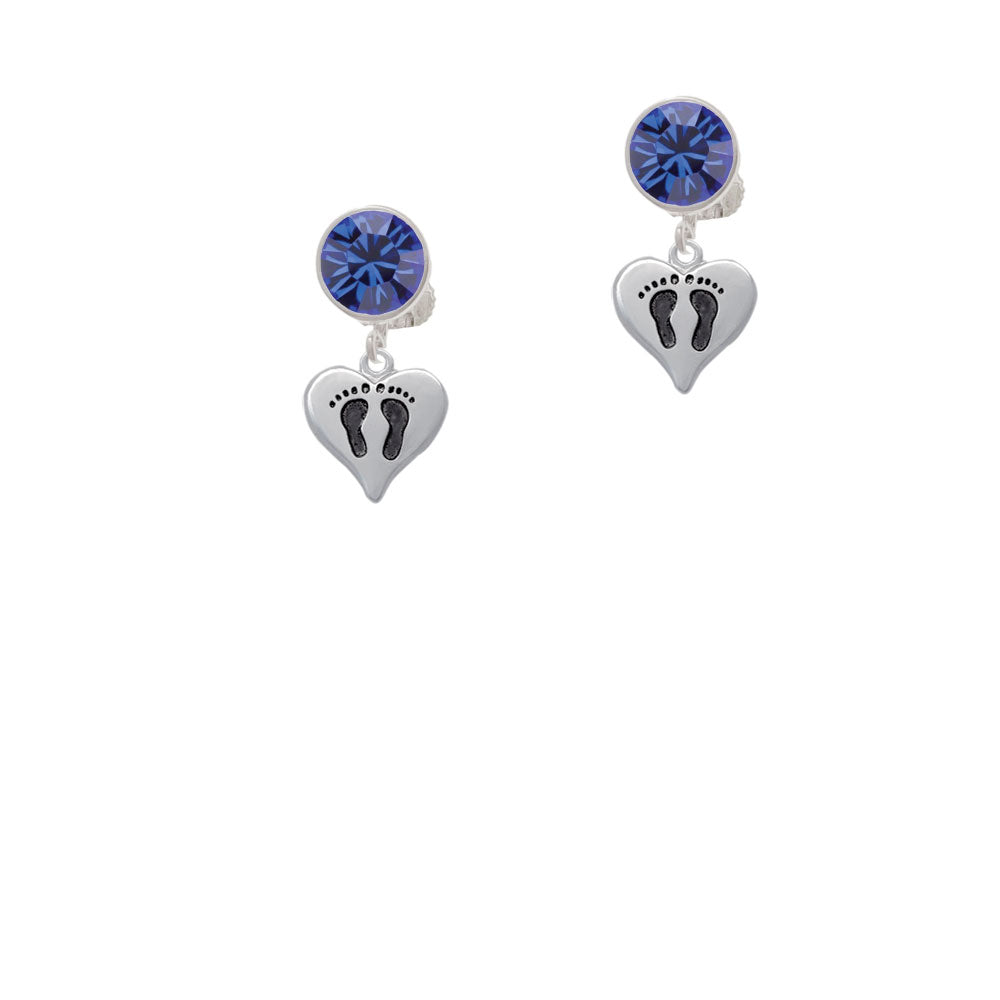 Small Heart with Baby Feet Crystal Clip On Earrings Image 7