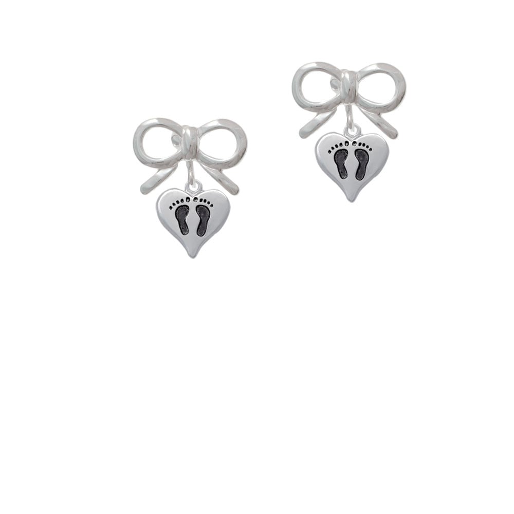 Small Heart with Baby Feet Crystal Clip On Earrings Image 9