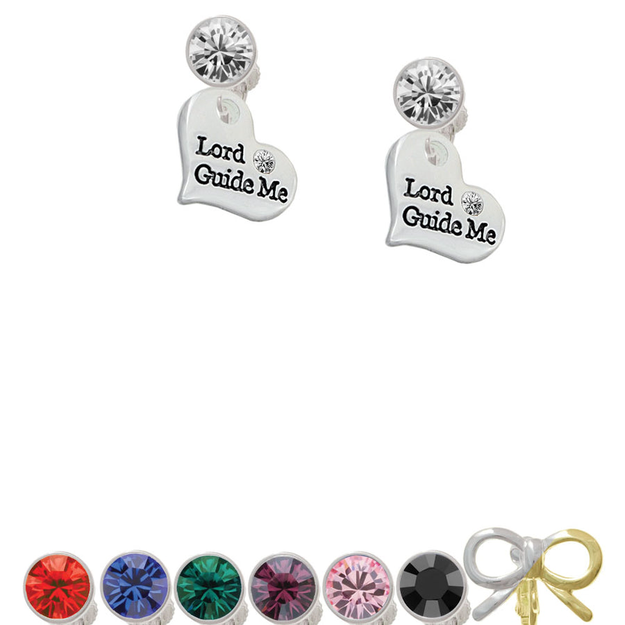 Large Lord Guide Me Heart Crystal Clip On Earrings Image 1