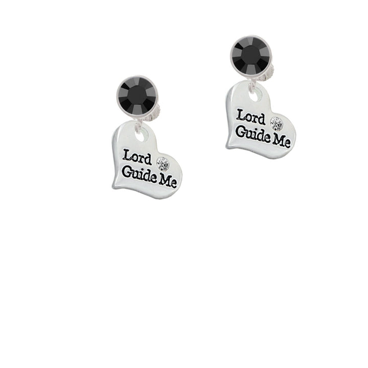 Large Lord Guide Me Heart Crystal Clip On Earrings Image 3