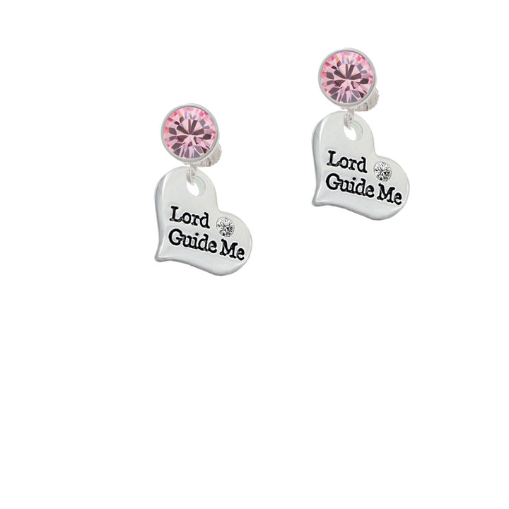 Large Lord Guide Me Heart Crystal Clip On Earrings Image 4