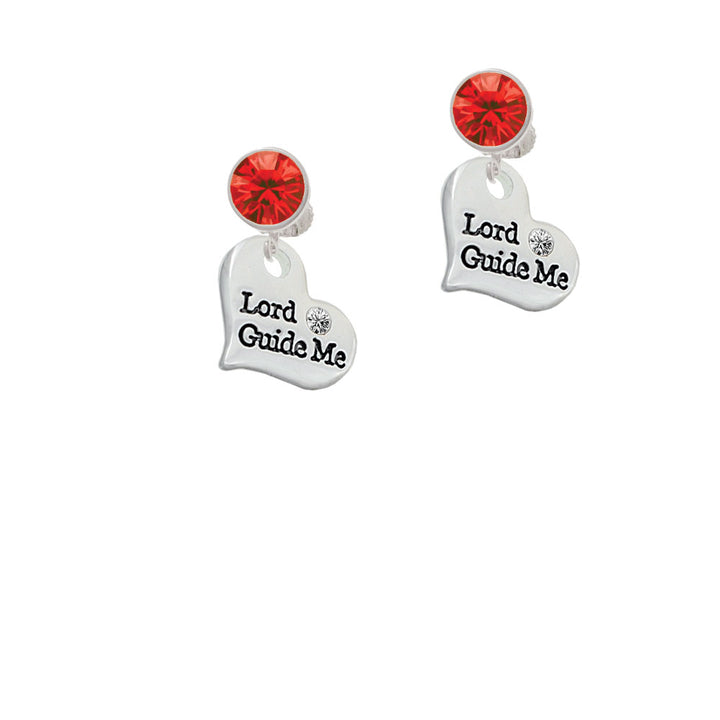 Large Lord Guide Me Heart Crystal Clip On Earrings Image 4