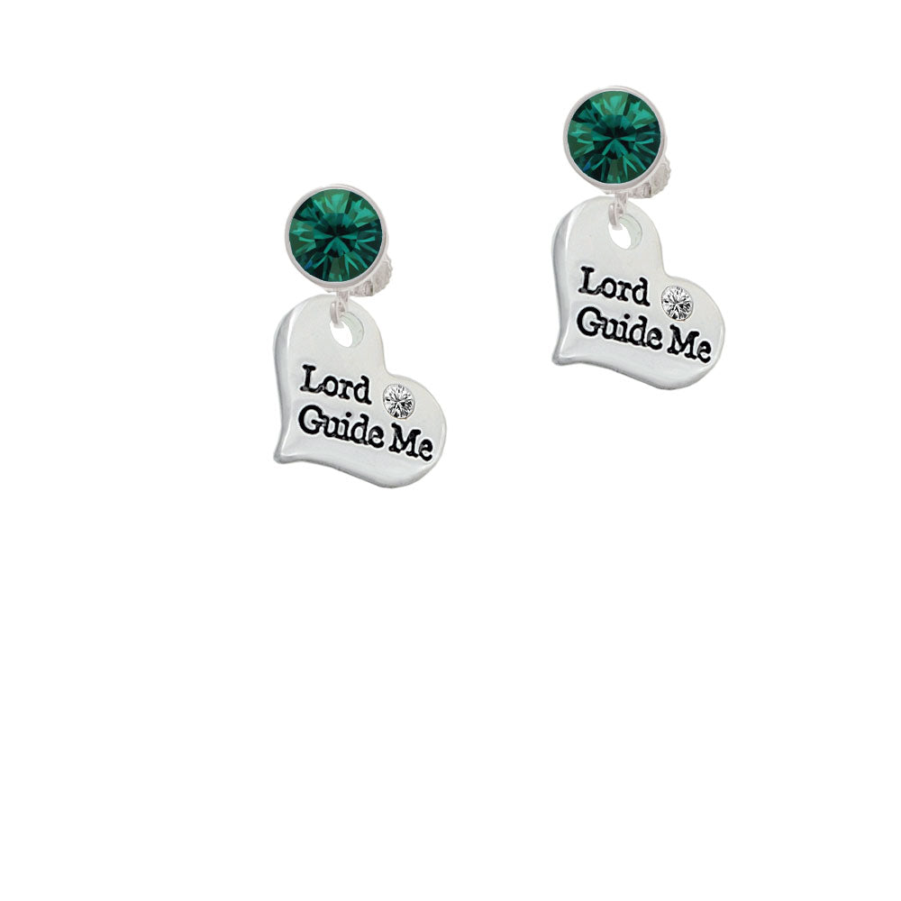 Large Lord Guide Me Heart Crystal Clip On Earrings Image 6