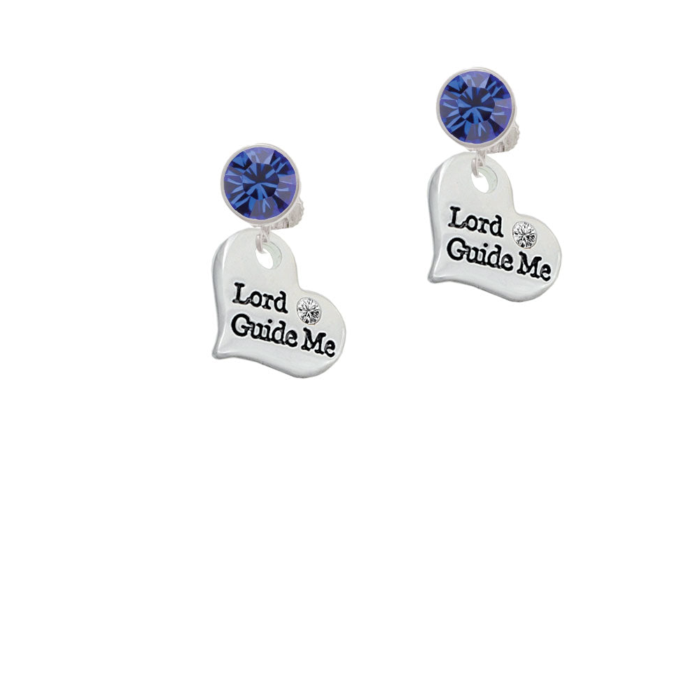 Large Lord Guide Me Heart Crystal Clip On Earrings Image 7