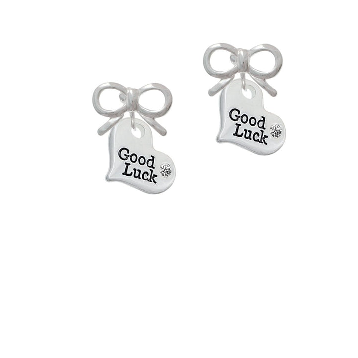 Large Good Luck Heart Crystal Clip On Earrings Image 9