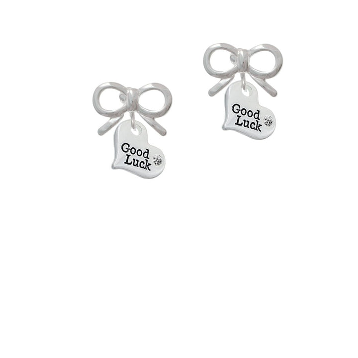 Small Good Luck Heart Crystal Clip On Earrings Image 9