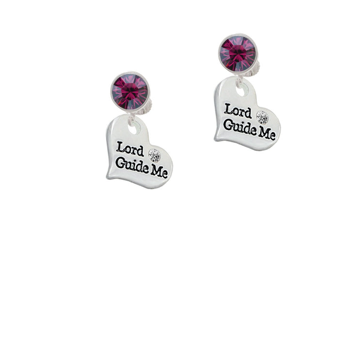 Large Lord Guide Me Heart Crystal Clip On Earrings Image 8