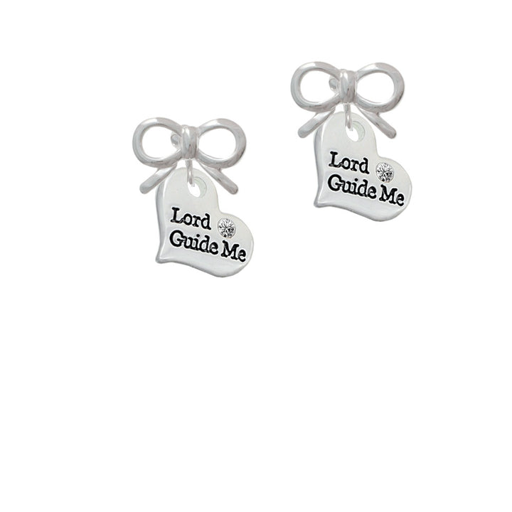 Large Lord Guide Me Heart Crystal Clip On Earrings Image 9