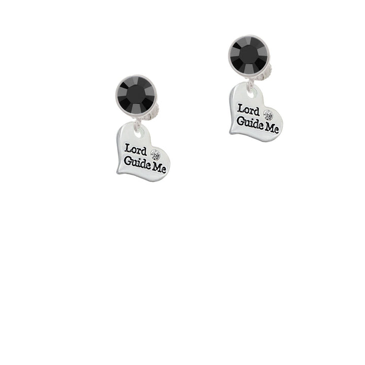 Small Lord Guide Me Heart Crystal Clip On Earrings Image 3