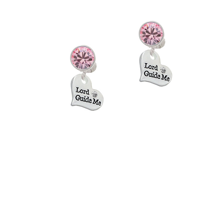 Small Lord Guide Me Heart Crystal Clip On Earrings Image 4