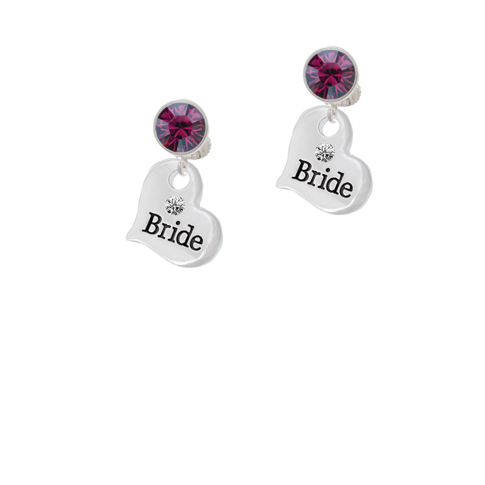 Large Bride Heart Crystal Clip On Earrings Image 8