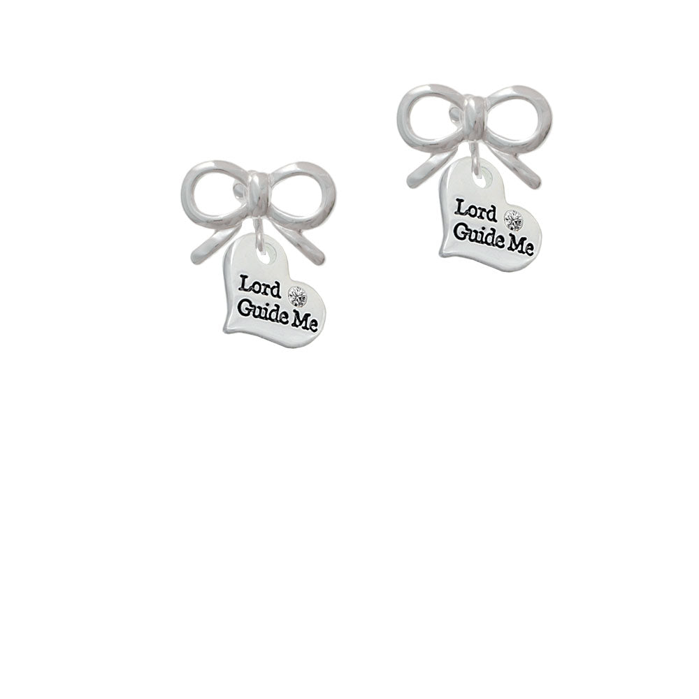 Small Lord Guide Me Heart Crystal Clip On Earrings Image 9