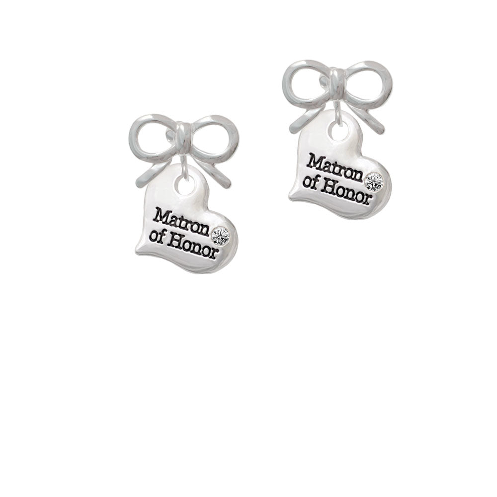 Large Matron of Honor Heart Crystal Clip On Earrings Image 9