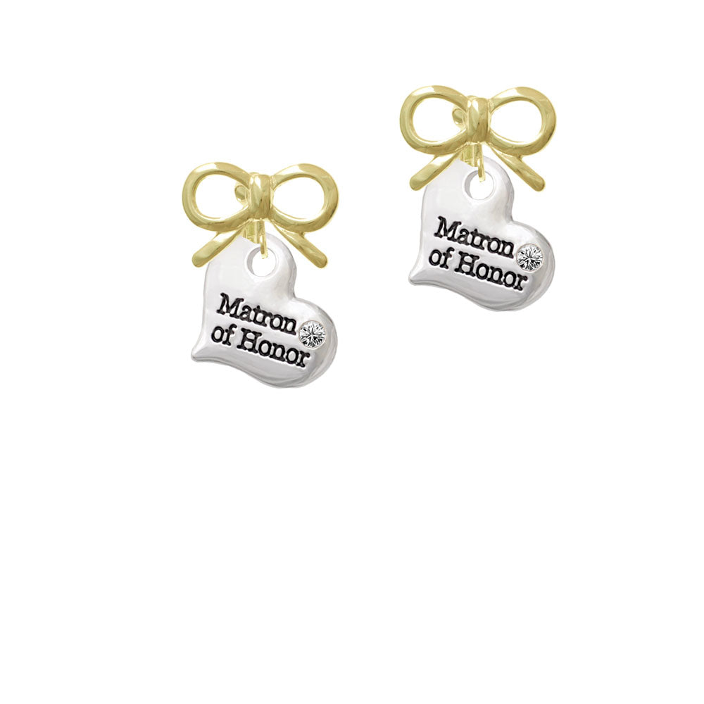 Large Matron of Honor Heart Crystal Clip On Earrings Image 10