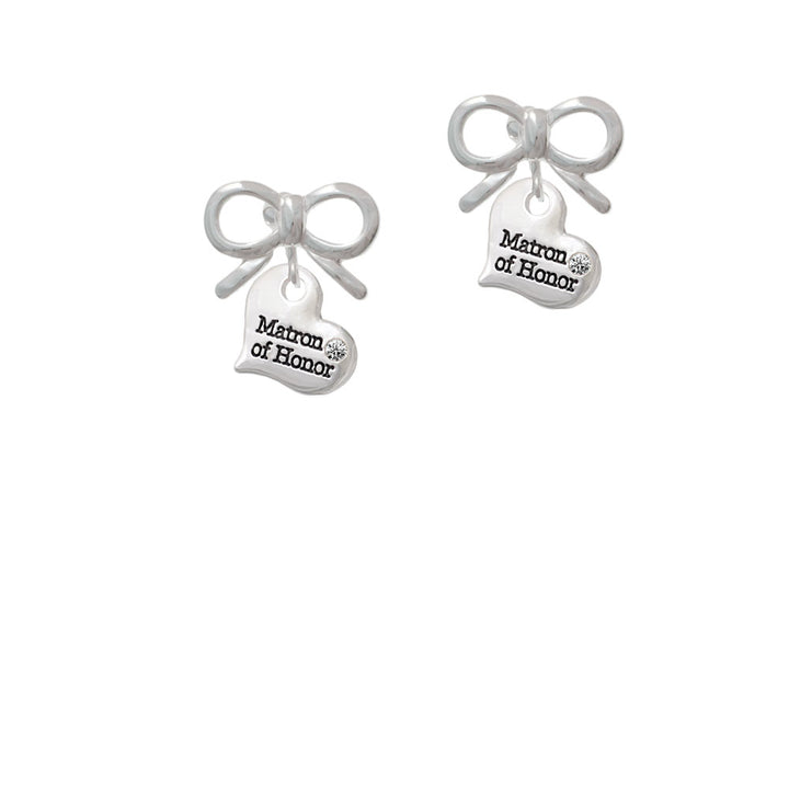 Small Matron of Honor Heart Crystal Clip On Earrings Image 9