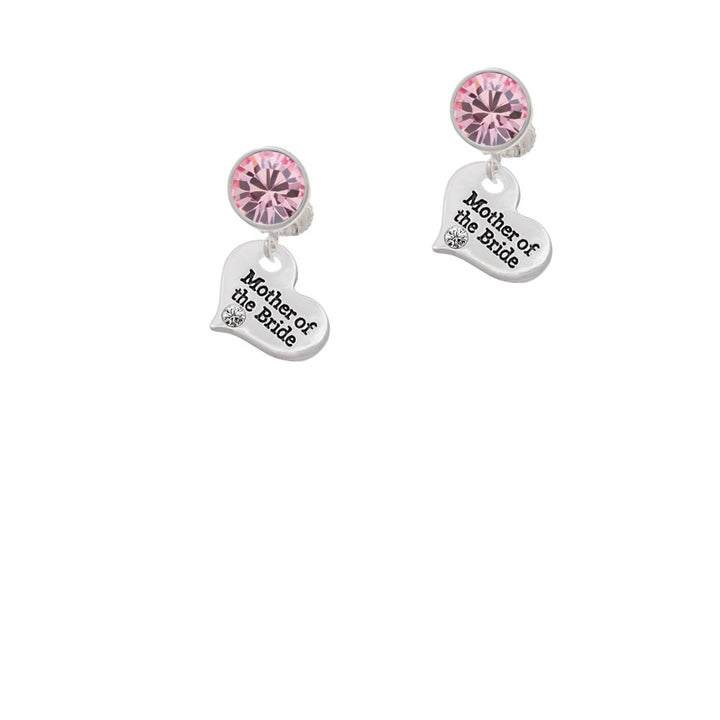 Small Mother of the Bride Heart Crystal Clip On Earrings Image 4