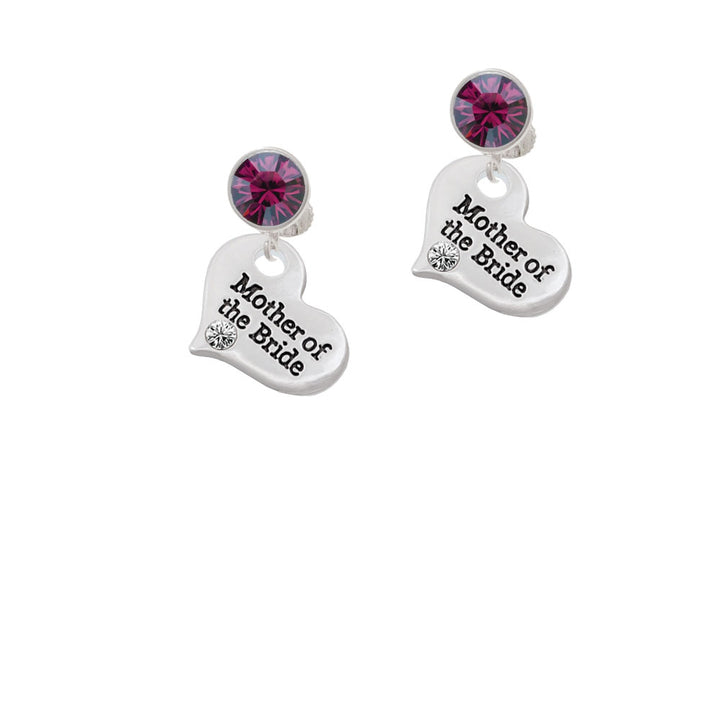 Large Mother of the Bride Heart Crystal Clip On Earrings Image 8