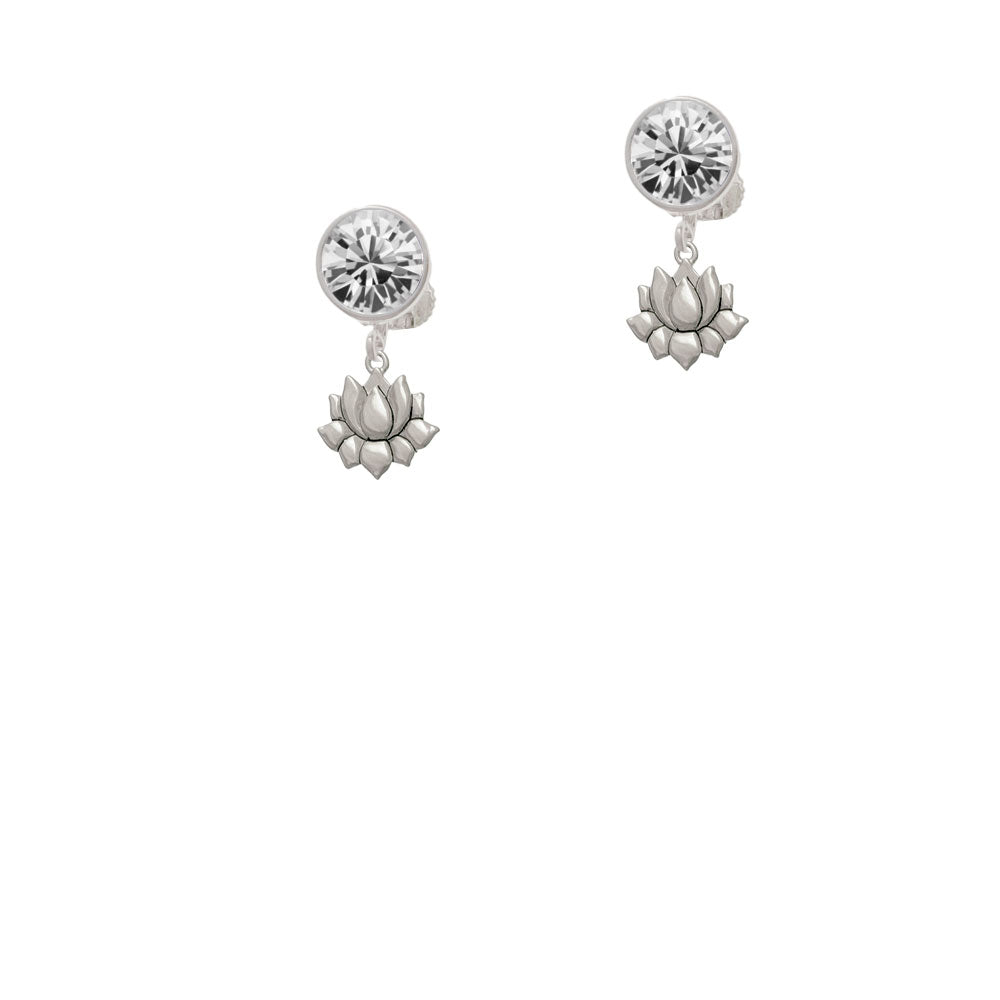 Mini Lotus Crystal Clip On Earrings Image 2