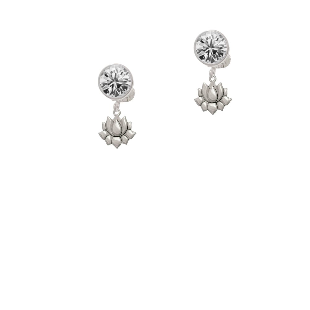 Mini Lotus Crystal Clip On Earrings Image 1