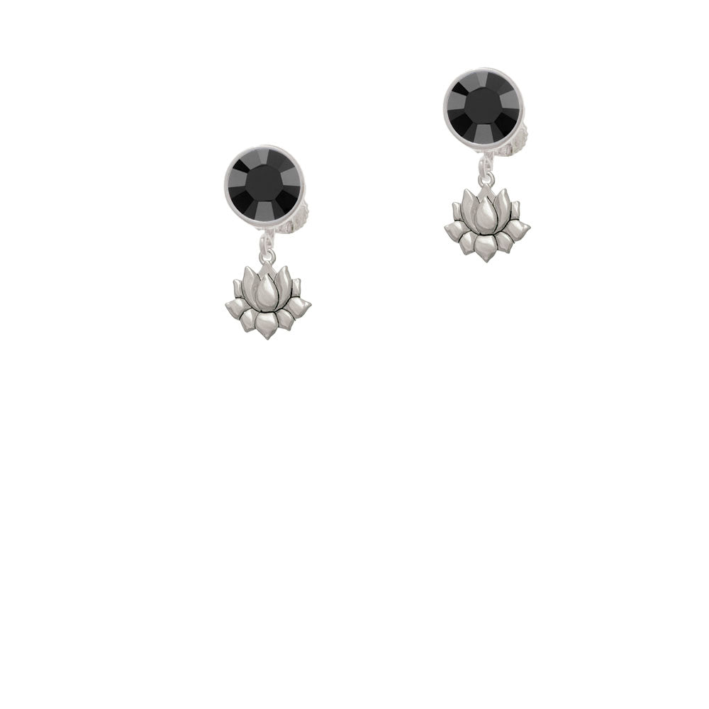 Mini Lotus Crystal Clip On Earrings Image 3